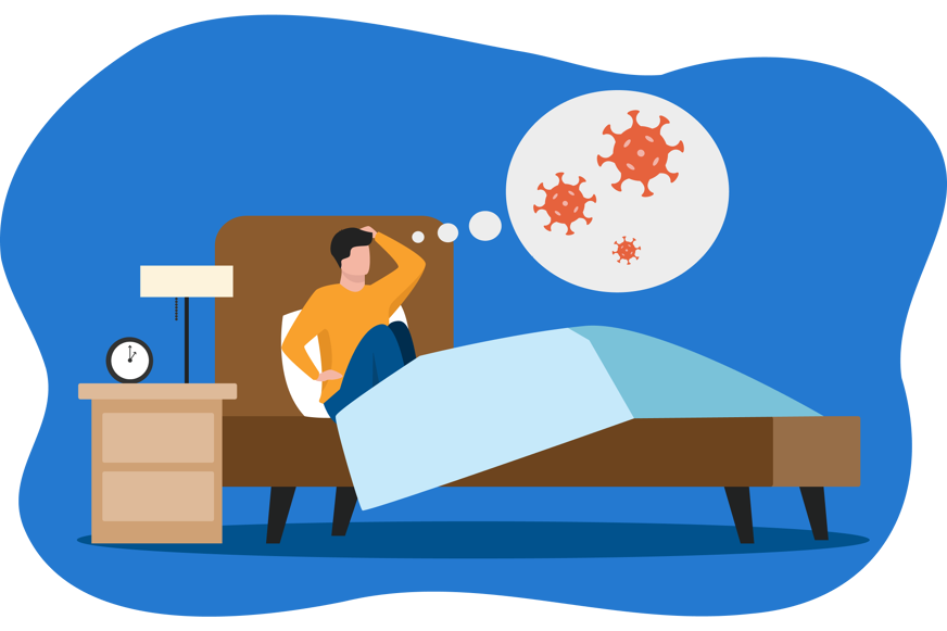 Mann liegt krank im Bett
